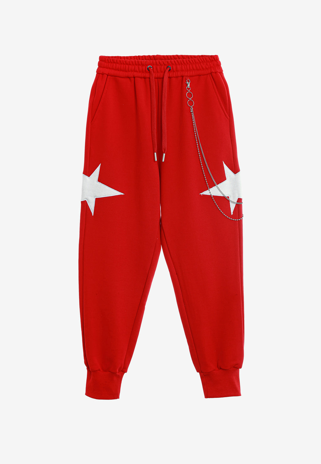Pantalón jogger Wings con parches de estrellas y cadena lateral | MWM [PS_COLORS:RED]