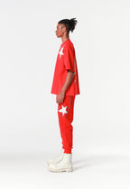 Pantalón jogger Wings con parches de estrellas y cadena lateral | MWM [PS_COLORS:RED]