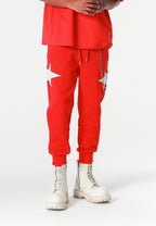 Pantalón jogger Wings con parches de estrellas y cadena lateral | MWM [PS_COLORS:RED]