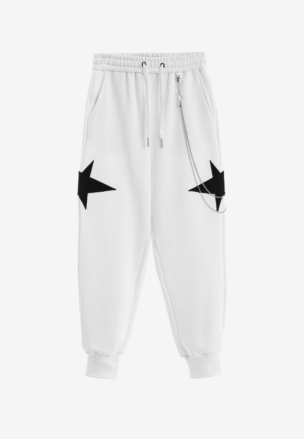 Pantalón jogger Wings con parches de estrellas y cadena lateral | MWM [PS_COLORS:WHITE]