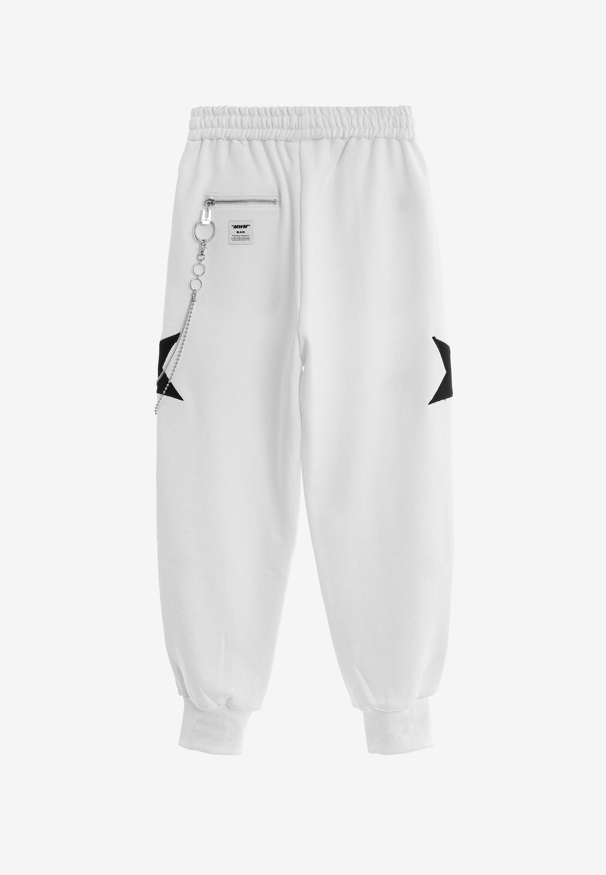 Pantalón jogger Wings con parches de estrellas y cadena lateral | MWM [PS_COLORS:WHITE]