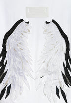 Camiseta Wings de corte relajado con estrellas frontales y doble parche de alas en la espalda | MWM [PS_COLORS:WHITE]