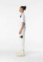 Camiseta Wings de corte relajado con estrellas frontales y doble parche de alas en la espalda | MWM [PS_COLORS:WHITE]