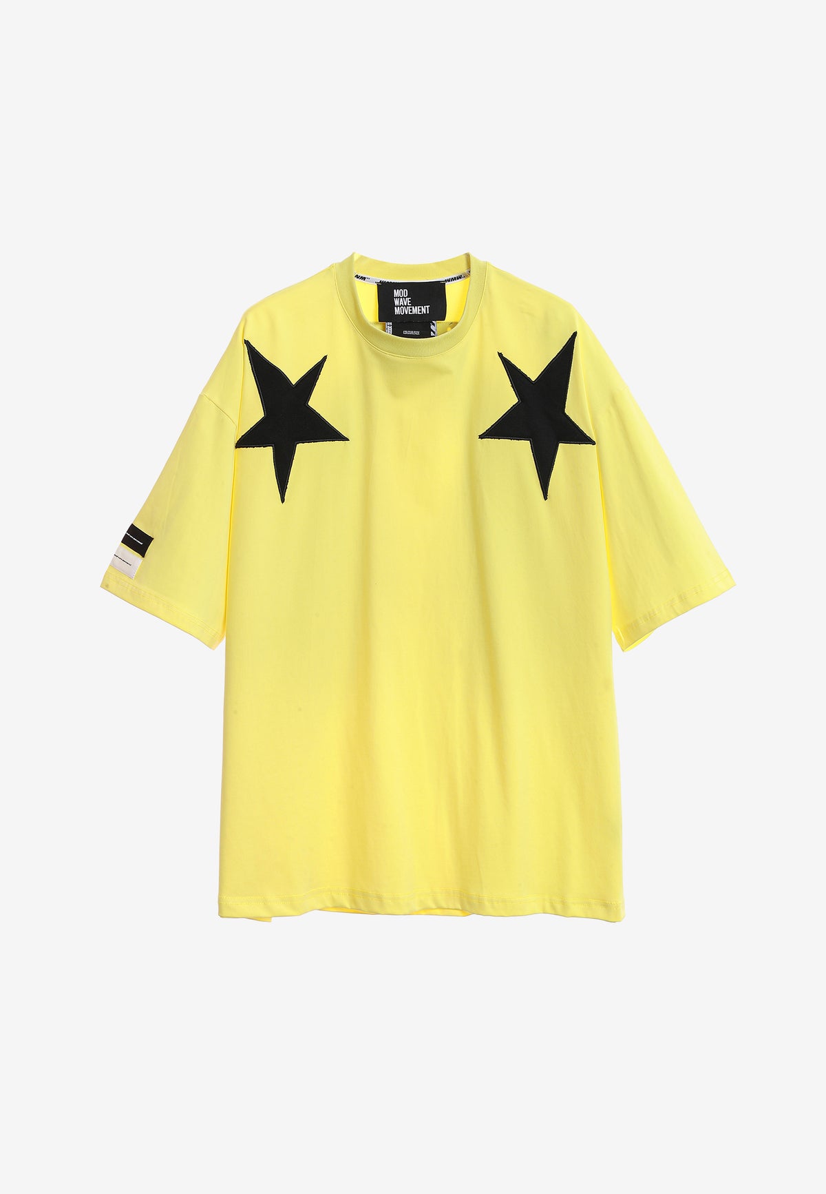 Camiseta Wings de corte relajado con estrellas frontales y doble parche de alas en la espalda | MWM [PS_COLORS:YELLOW]