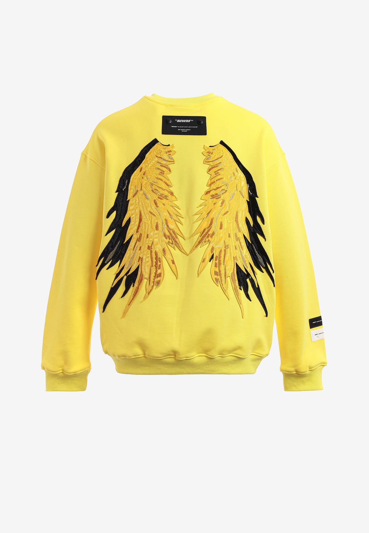 Sudadera Wings de corte relajado con estrellas frontales y doble parche de alas en la espalda | MWM [PS_COLORS:YELLOW]