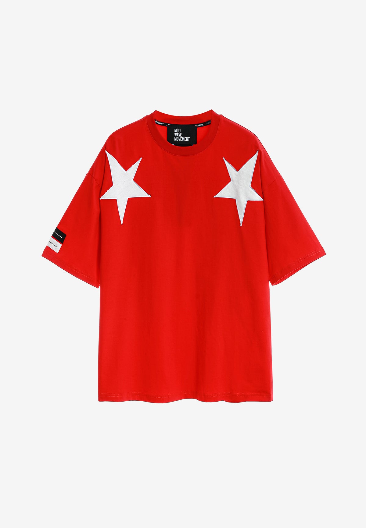 Camiseta Wings de corte relajado con estrellas frontales y doble parche de alas en la espalda | MWM [PS_COLORS:RED]