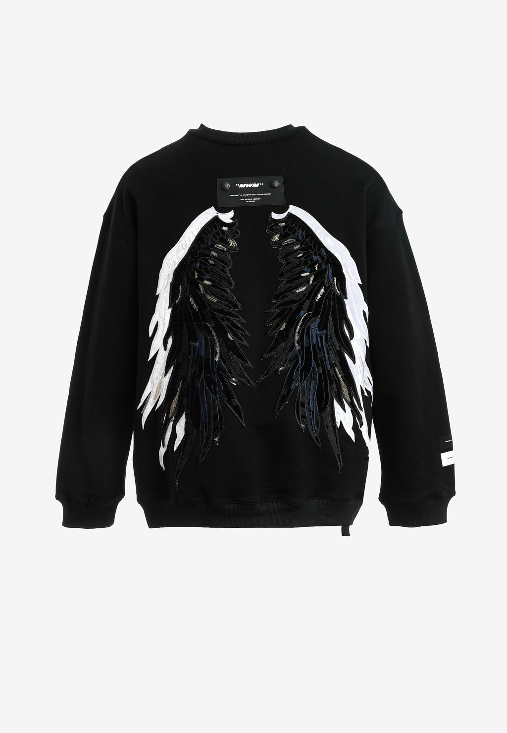 Sudadera de niño Wings de corte relajado con estrellas frontales y doble parche de alas en la espalda | MWM [PS_COLORS:BLACK]