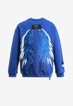 Sudadera de niño Wings de corte relajado con estrellas frontales y doble parche de alas en la espalda | MWM [PS_COLORS:BLUE]