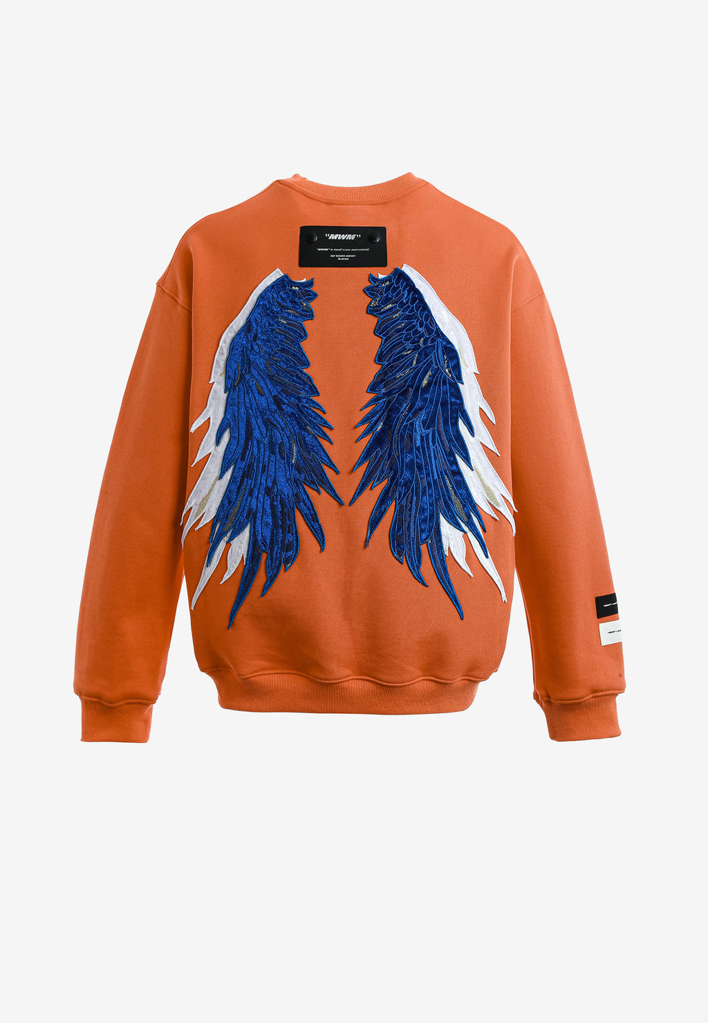 Sudadera de niño Wings de corte relajado con estrellas frontales y doble parche de alas en la espalda | MWM [PS_COLORS:ORANGE]