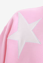 Sudadera de niño Wings de corte relajado con estrellas frontales y doble parche de alas en la espalda | MWM [PS_COLORS:PINK]