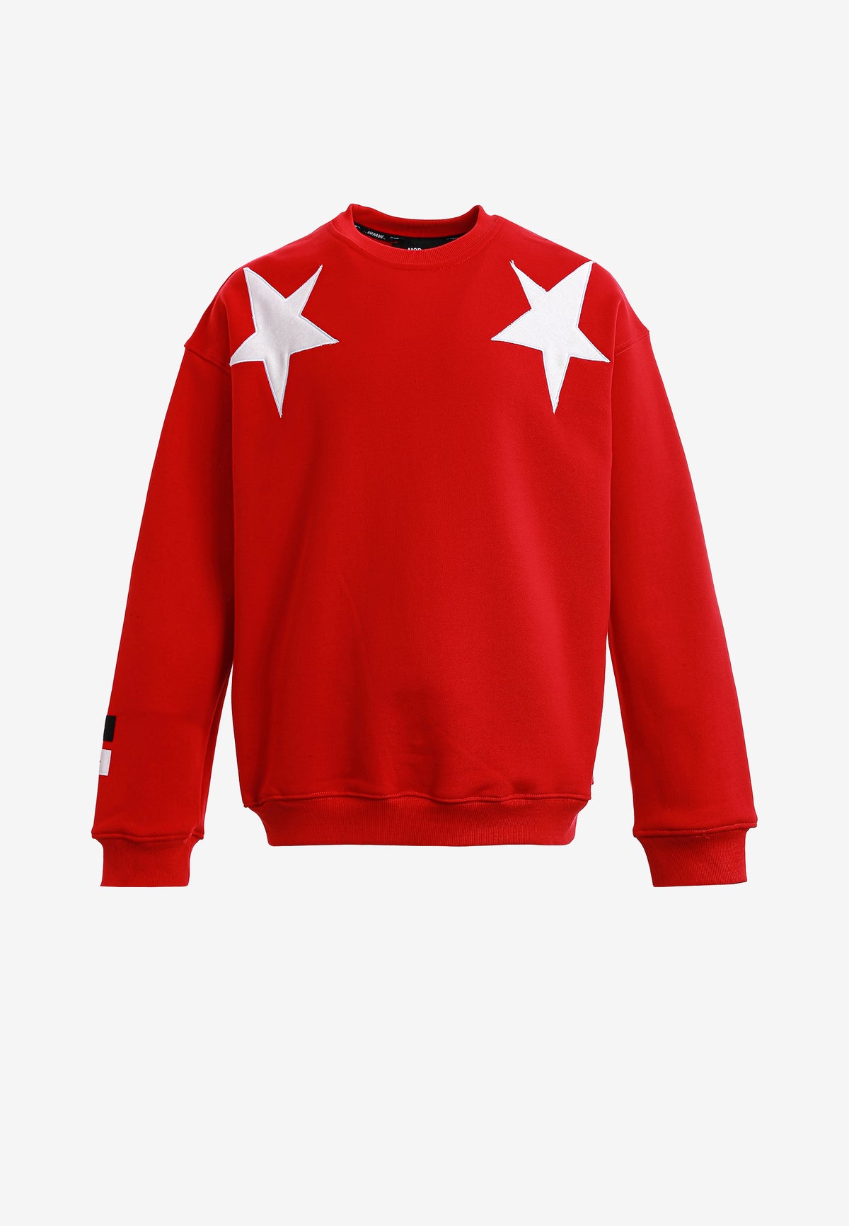 Sudadera de niño Wings de corte relajado con estrellas frontales y doble parche de alas en la espalda | MWM [PS_COLORS:RED]