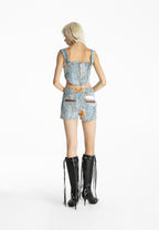 SHORTS VAQUEROS MWM CON DETALLE DE PIEL