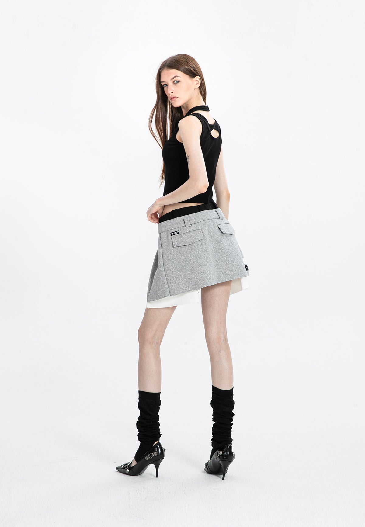MWM KNITTED SKIRT WITH DOUBLE WAISTBAND