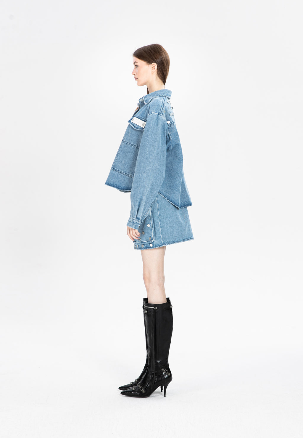 MWM DENIM MINI SKIRT WITH BUTTON DETAIL