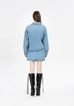 MWM DENIM MINI SKIRT WITH BUTTON DETAIL