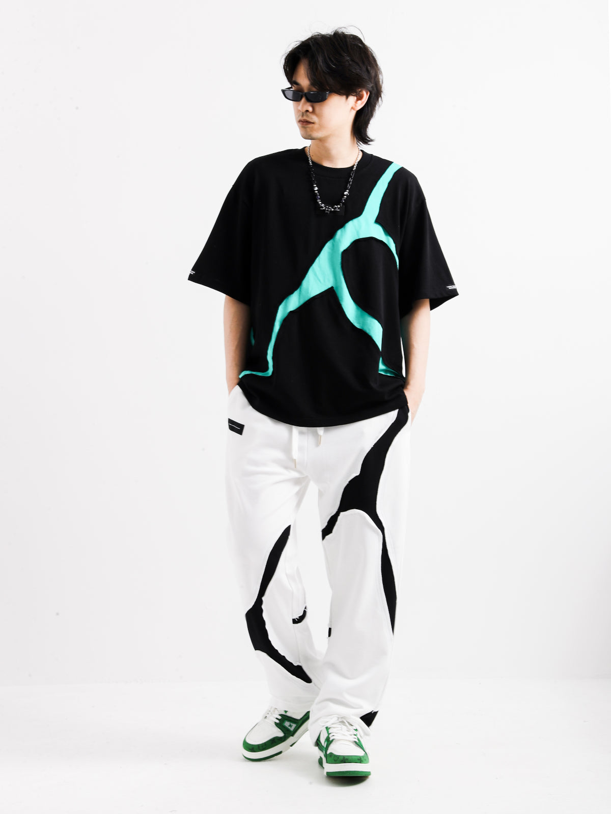 BLACK AND WHITE TROUSERS