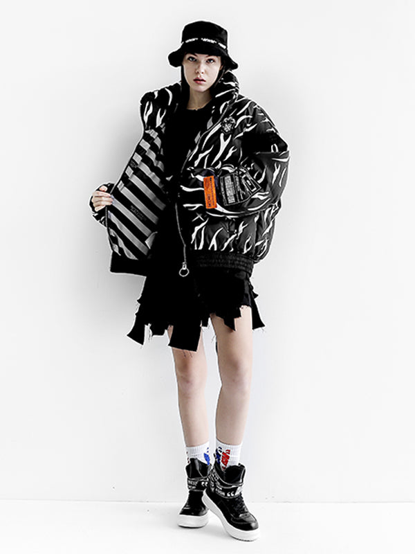 ANIMAL PRINT PUFFER COAT