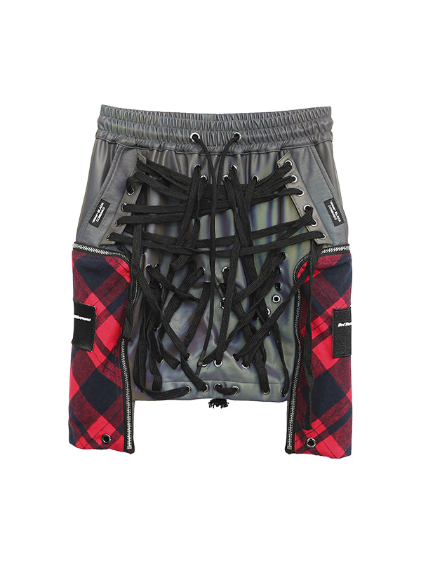 REFLECTIVE LACE-UP SKIRT